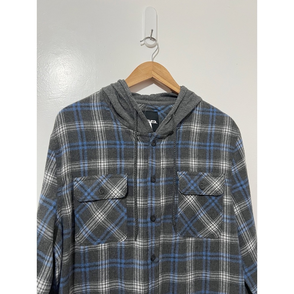 RSQ Men’s Plaid Hooded Flannel Long Sleeve Top Size Medium - Picture 2 of 7